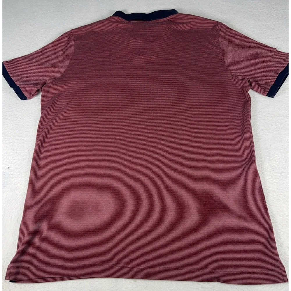Banana Republic Luxury Touch Polo Shirt Mens L Tall Red Navy Striped Cotton
